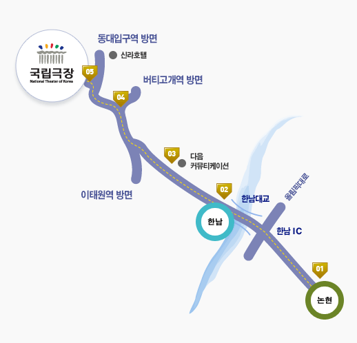 자가용 논현 경유시 경로입니다. 자세한 내용은 본문 참조